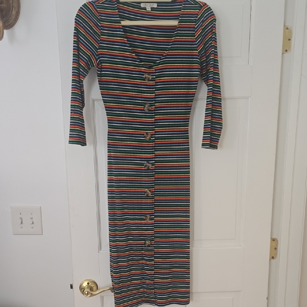 Ultra Flirt Multicolor Striped Long Sleeve Dress